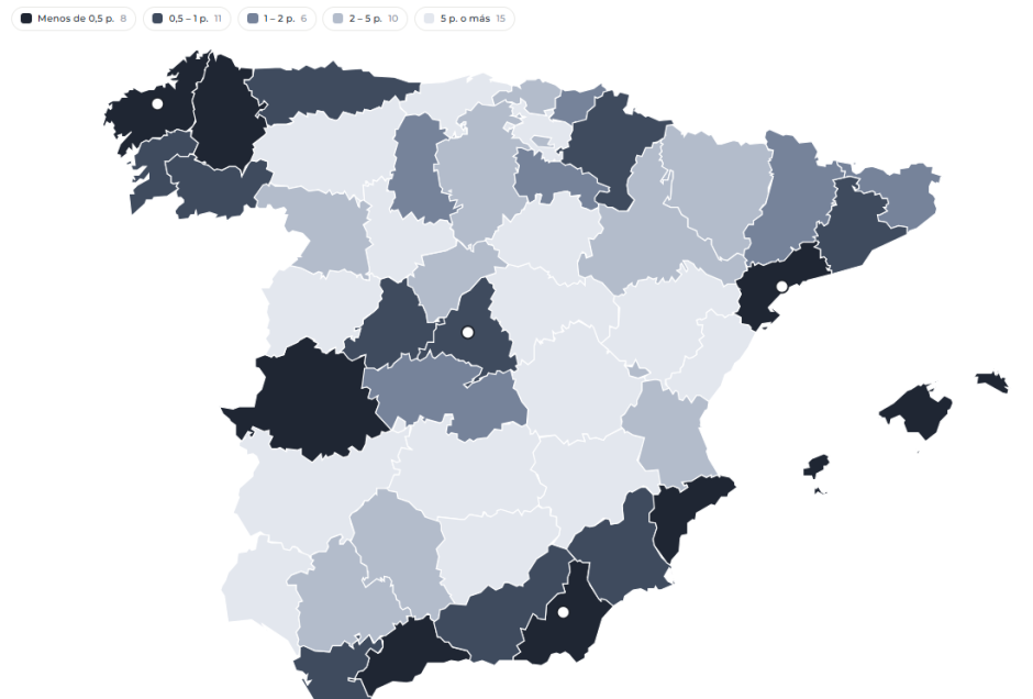Mapa de los escaños en juego el 29N