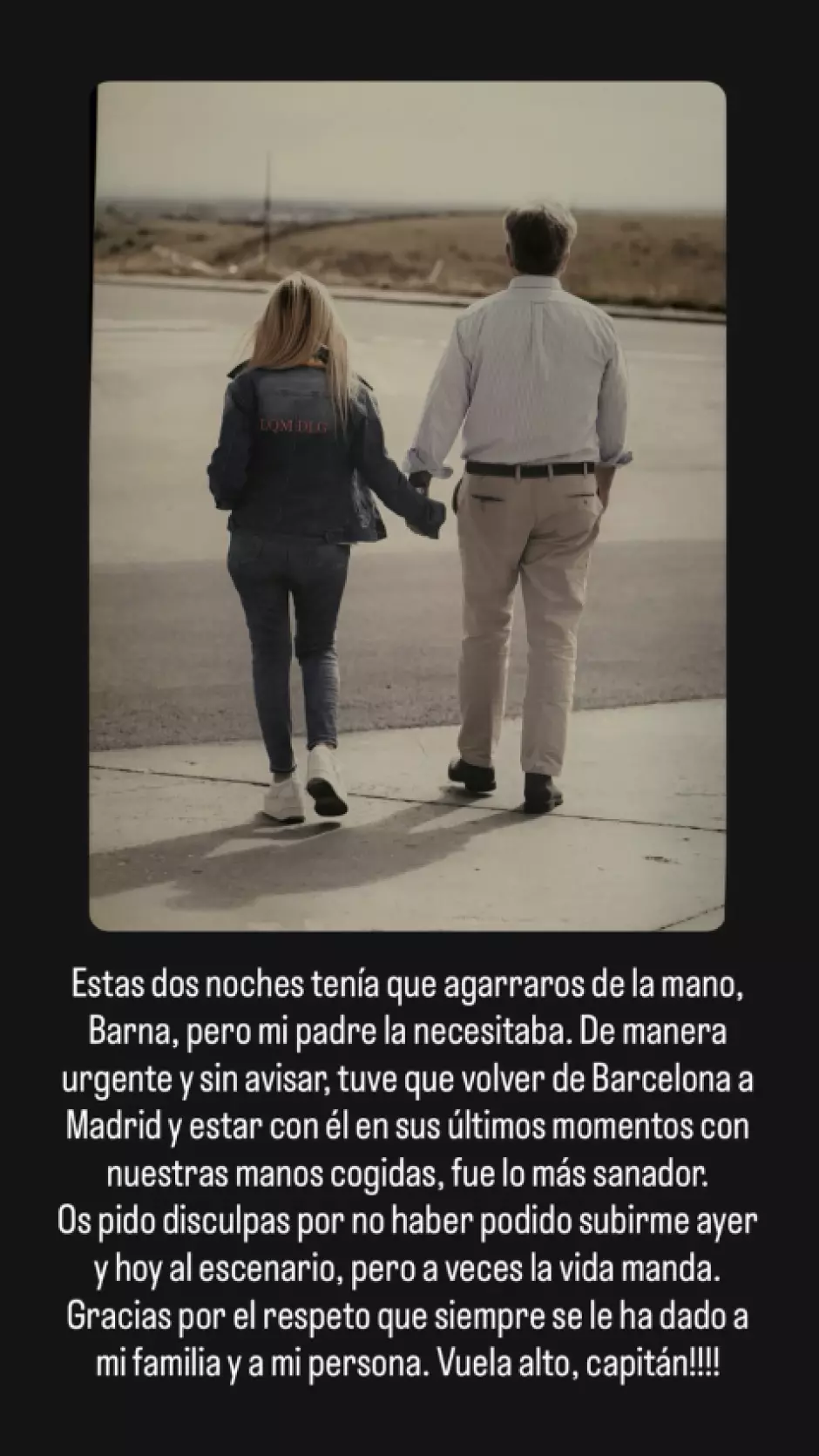 Dani Martin, en el comunicado en redes sociales