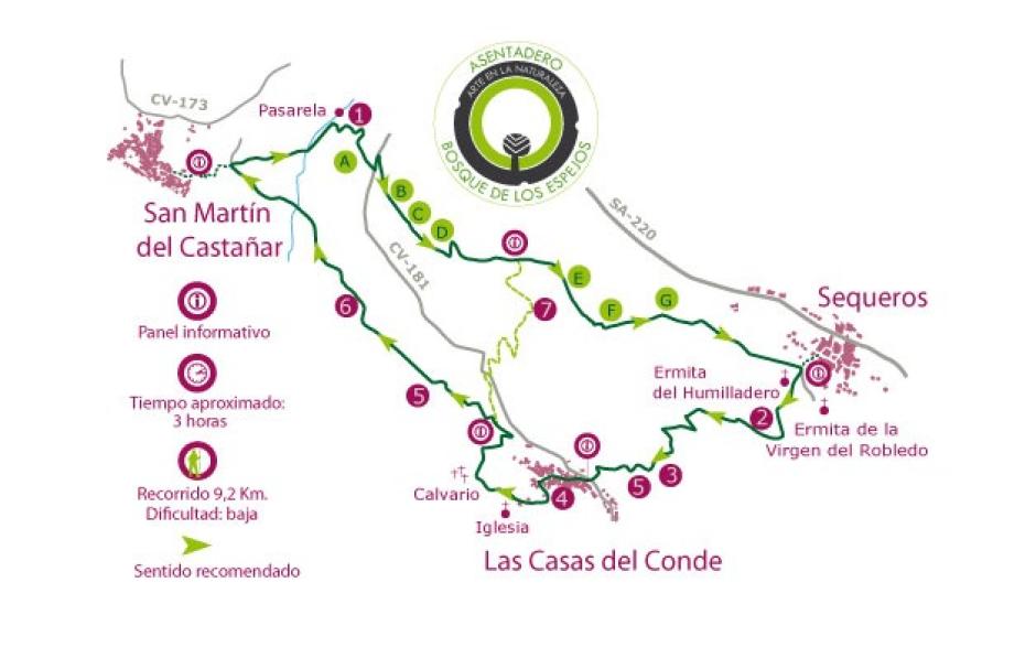 Mapa de la ruta del Bosque de los Espejos