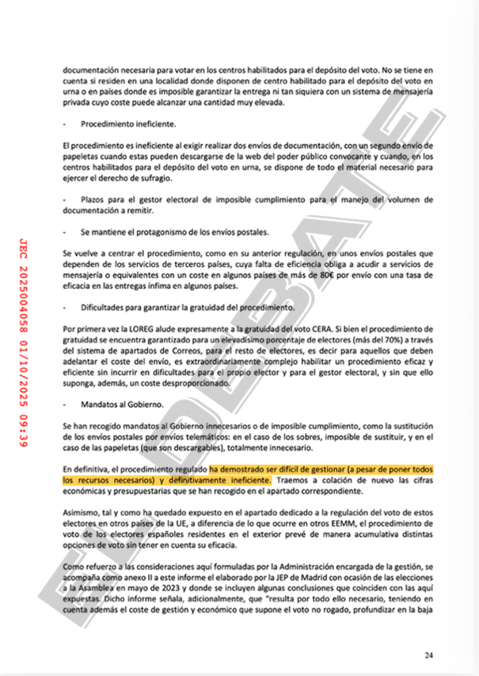 Documento INFORME CERA ELECCIONES GENERALES 2023 Y ELECCIONES P.EUROPEO 2024