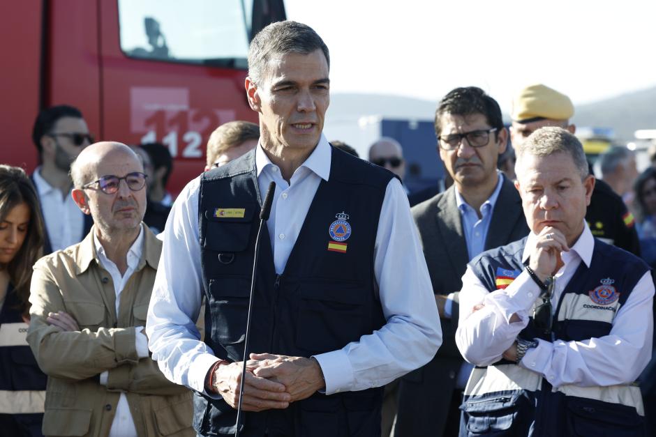 Pedro Sánchez, desde el lugar del siniestro