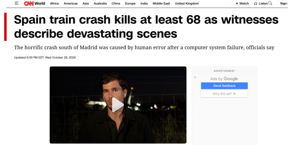 Artículo de la CNN sobre el accidente de Urda