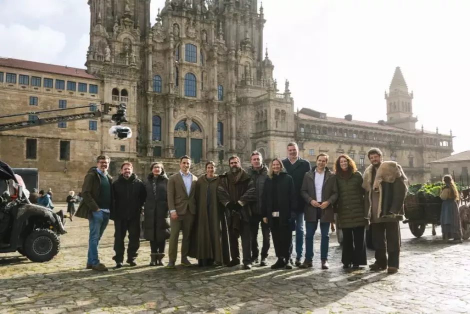 Equipo de la serie Lobo, durante su filmación en Galicia