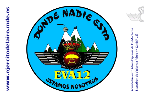 El emblema del EVA 12, con el lema: "Donde nadie está, estamos nosotros"