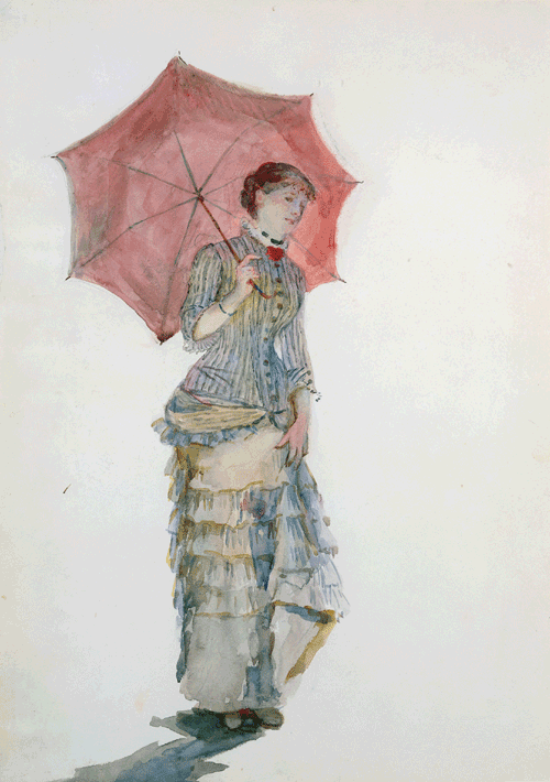 Mujer con un paraguas por Marie Bracquemond