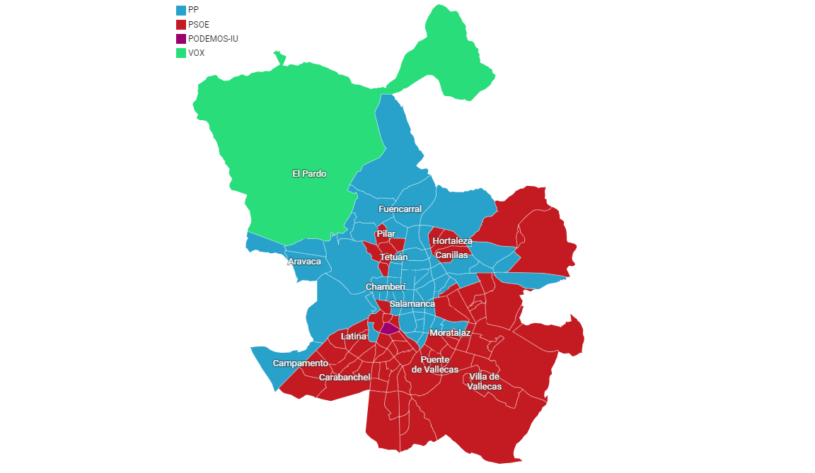 Mapa | ¿Qué Votaron Los Barrios De Madrid En Las Elecciones Generales ...