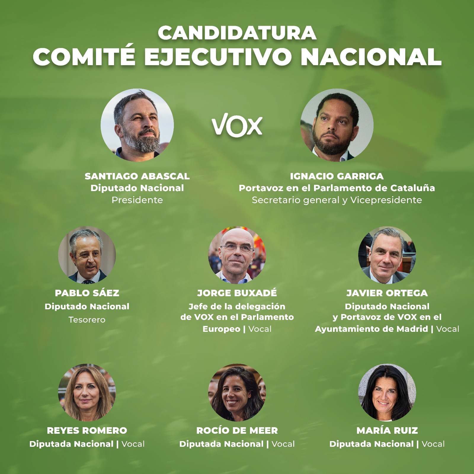 Quién es quién en la candidatura de Abascal para la nueva dirección de Vox