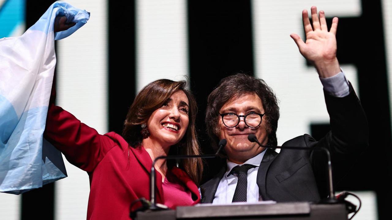 Javier Milei junto a su vicepresidente, Victoria Villarruel