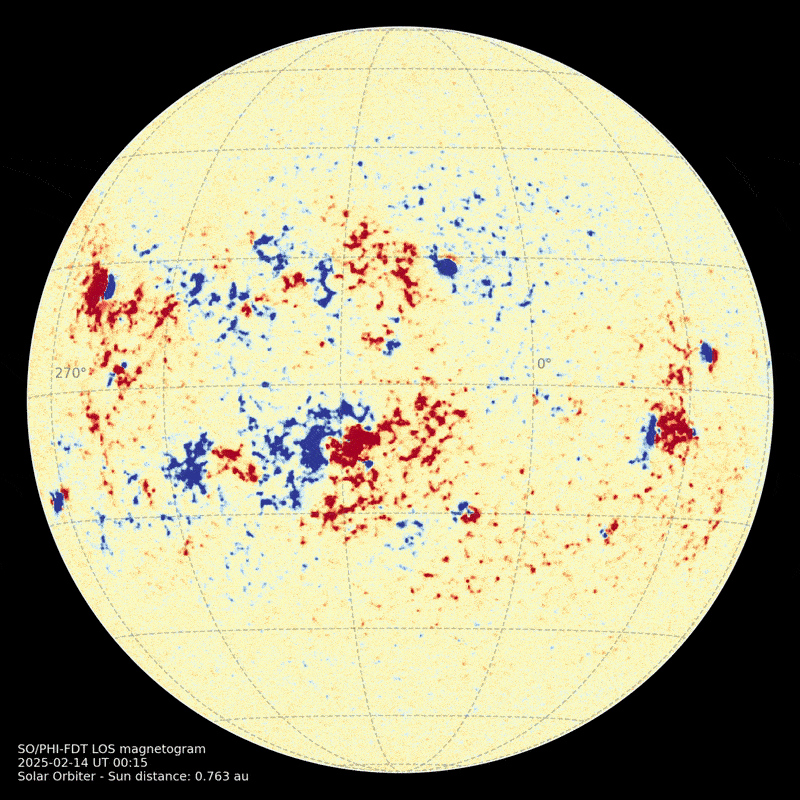 Vista de polo a polo del campo magnético del Sol realizada por PHI