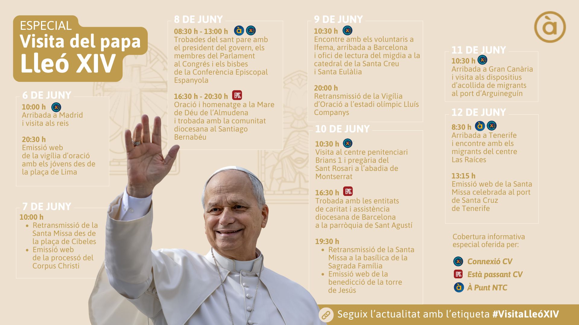 La visita del papa León XIV a España se vive en À Punt