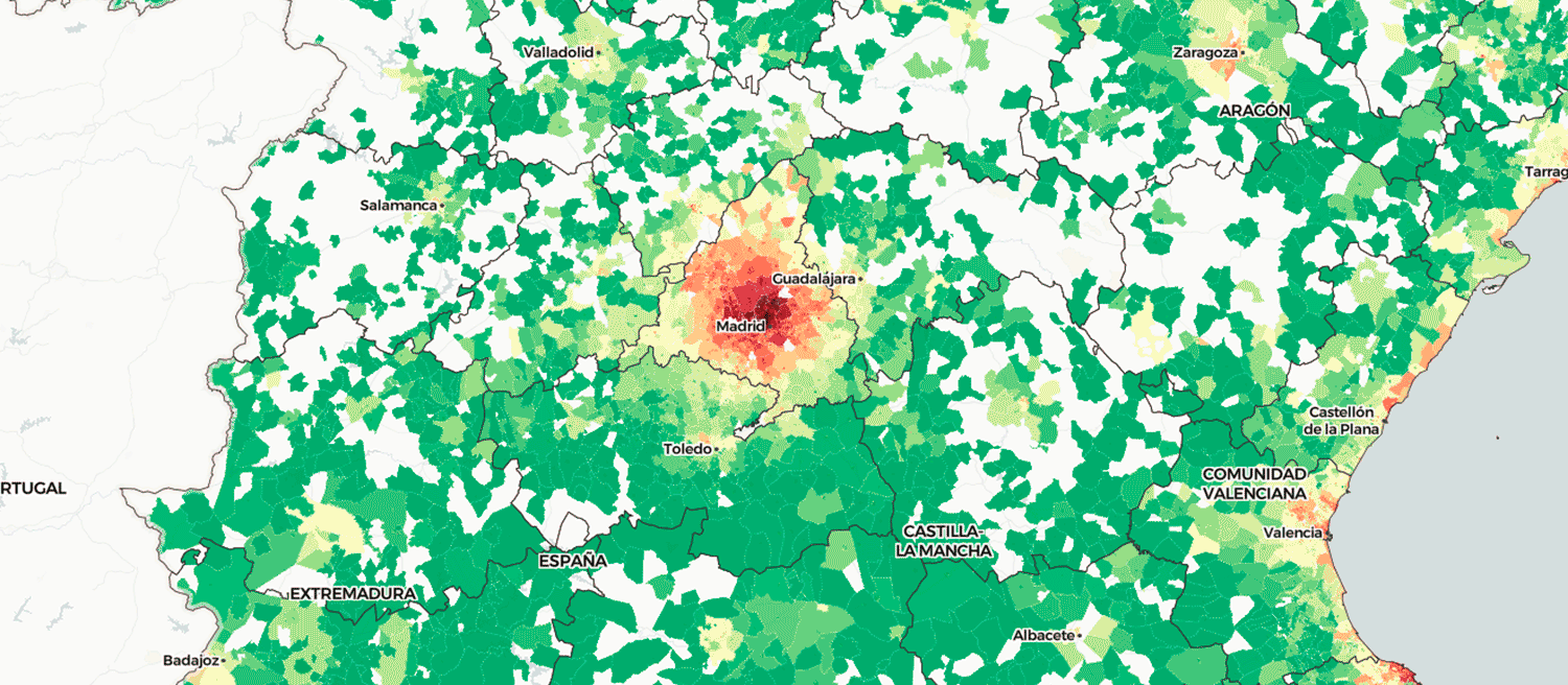 Mapa del precio real de la vivienda en España