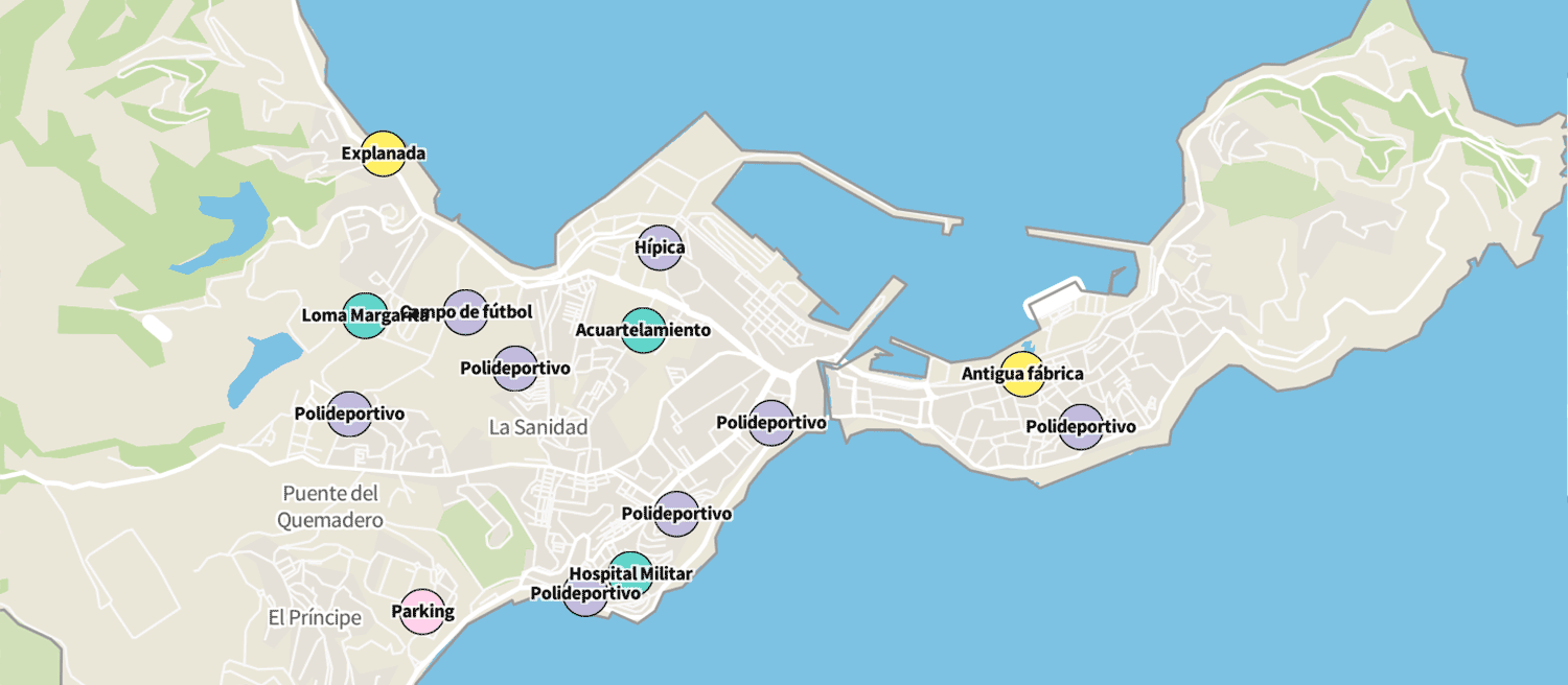 Instalaciones de Ceuta previstas para la atención de la crisis migratoria