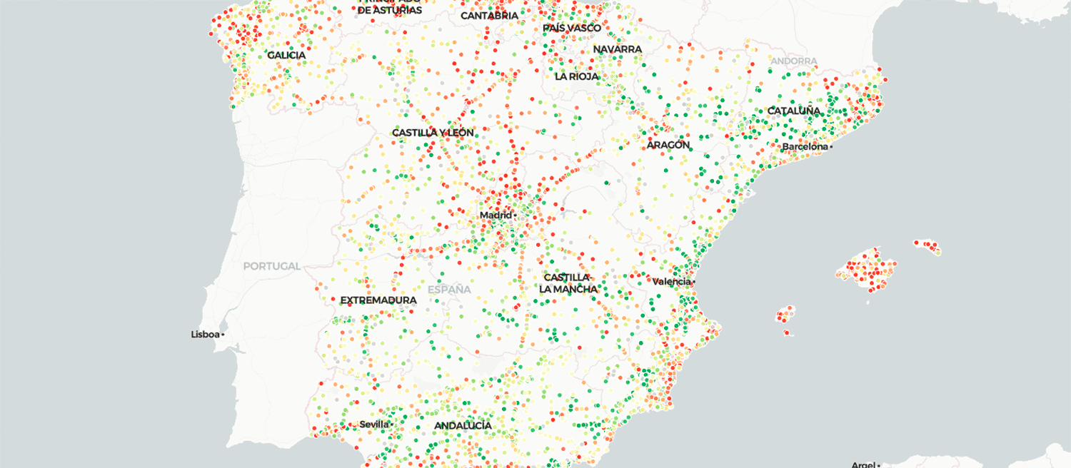 Mapa del precio de la gasolina y el diésel en cada gasolinera en septiembre de 2026.