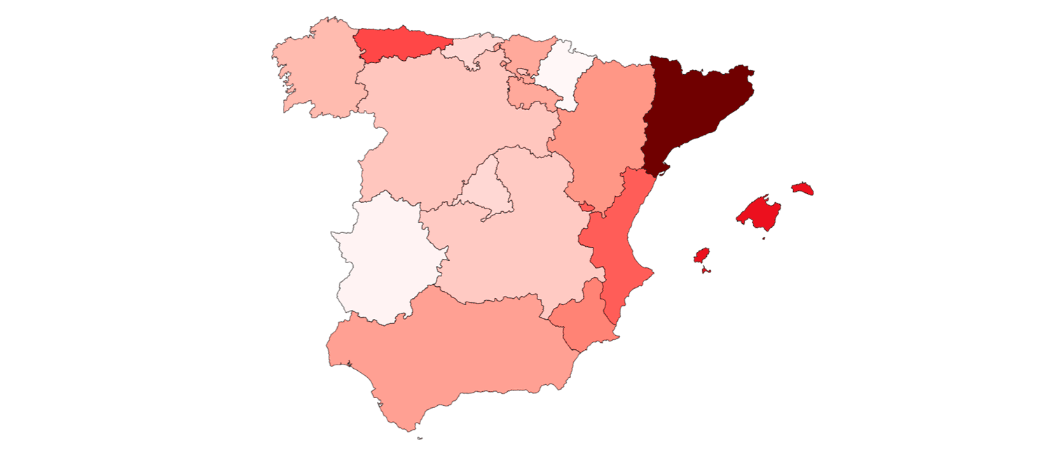 Tasa de desahucios por comunidades autónomas en 2025