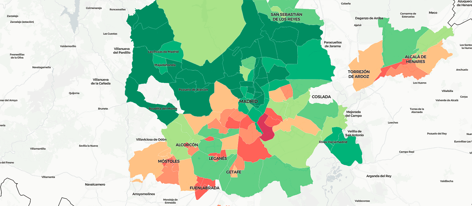 Mapa de la renta en España por código postal