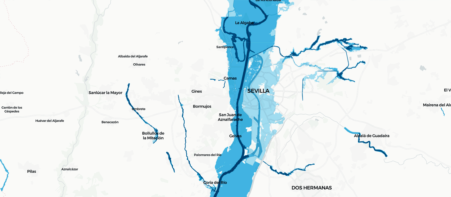 Mapa de zonas con riesgo de inundación en España