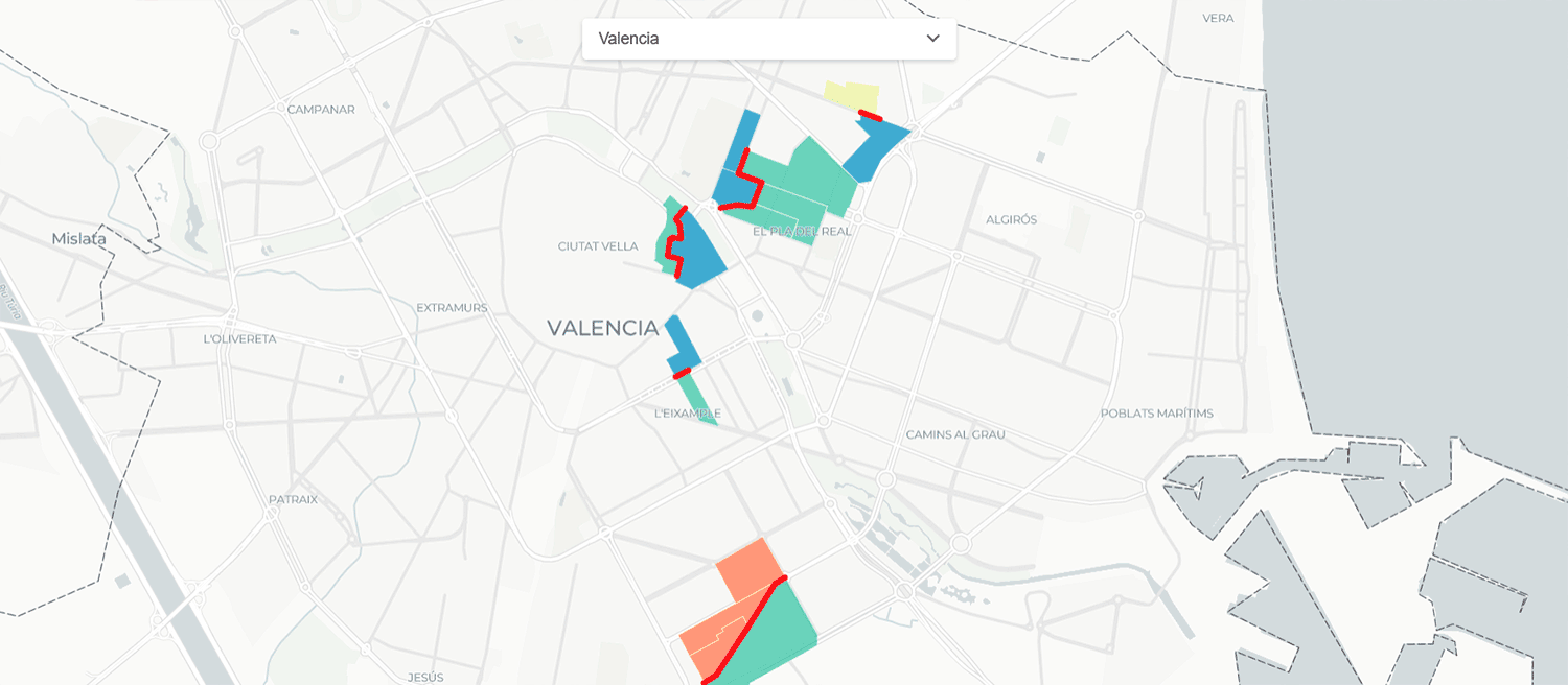 Mapa de diferencias de renta en ciudades españolas